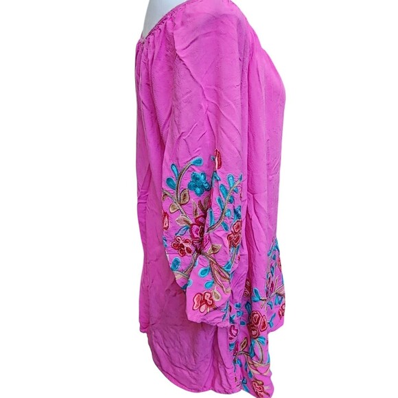 Forgotten Grace Embroidered Peasant Blouse Size 3X Rayon Soft Boho - Picture 4 of 7